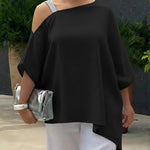 Women's Loose-fitting Linen And Cotton Off-the-shoulder Top