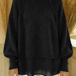 Women's Solid Color Patchwork Long Sleeve Casual Loose Hooded Sweatshirt