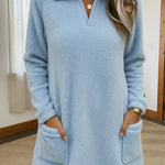 Cozy Polo-neck Coral Fleece Sweatshirt