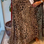 Cozy Linen And Cotton Leopard Print Skirt.