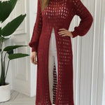 Women's Openwork Crochet Slit Long Top