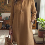 Classic Button-down Linen Shirt Dress