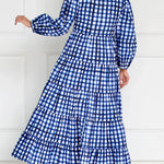 Women's Plaid Long-sleeved Cotton Dress