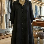 Casual Romantic Ruffled Collar Denim Shirt Dress