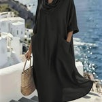 Women's Linen And Cotton Pocket Dress