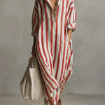 Casual And Cozy Striped Linen-cotton Dress
