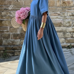 Cozy Vintage Peter Pan Collar Loose Denim Cotton Dress