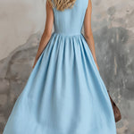Women's Solid Color Lapel Sleeveless Casual Loose Cotton Dress