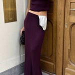 Women's Casual Elegant Knitted Turtleneck Vest And Skirt Set