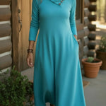Cozy Button-down Stretch Midi Dress