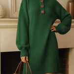 Women's Cozy Button-down Sweater Dress