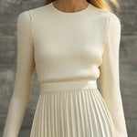 Women's Stylish Casual Satin Knit Pleated Maxi Dress