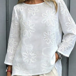 Casual Floral Embroidered 100% Cotton Shirt Top