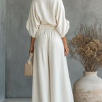 Elegant Off-the-shoulder Shirt And Wide-leg Pants Two-piece Set