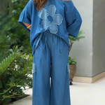 Casual Pocketed Denim Wide-leg Pants