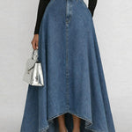 Women's High-waisted Loose-fitting A-line Denim Skirt
