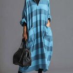 Cozy Plaid Print Loose-fitting Stand-collar Dress