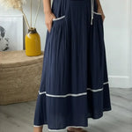 Women's Casual Patchwork White Lace Linen-cotton Skirt
