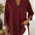 Retro Shawl Collar Denim Cotton Top