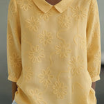 Romantic Floral Embroidered Peter Pan Collar Shirt Blouse