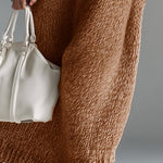 Elegant Urban Silhouette Round Neck Heathered Khaki Knitted Maxi Dress