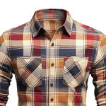 Men's Classic Casual Slim Fit Check Brushed Cotton Long Sleeve Shirt