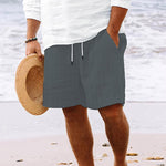 Men's Cotton Blend Striped Beach Drawstring Shorts