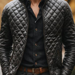 Men's Casual Quilted PU Leather Jacket