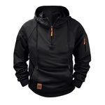 Men's Solid Zip-Up Hoodie Raglan Sleeve Sweatshirt