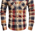 Men's Classic Casual Slim Fit Check Brushed Cotton Long Sleeve Shirt