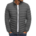 Men's Casual Stand Collar Long Sleeve Padded Warm Slim Fit Jacket
