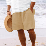Men's Cotton Blend Striped Beach Drawstring Shorts