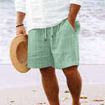 Men's Cotton Blend Striped Beach Drawstring Shorts
