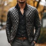Men's Casual Quilted PU Leather Jacket