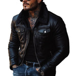 Men's Vintage Fur Collar Leather Jacket