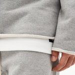 Men's Fashion Solid Color Loose Rolled Sweatshirt Shorts Set