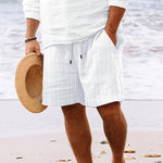Men's Cotton Blend Striped Beach Drawstring Shorts