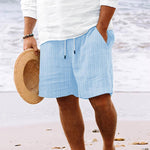 Men's Cotton Blend Striped Beach Drawstring Shorts