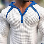 Men's Colorblock Waffle Hooded Raglan Sleeve Sweatshirt