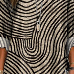Women's Vintage Hand Drawn Circle Line Print Casual Linen V-neck Shirt