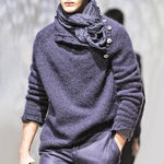 Men's Solid Color Buttons Collar Long Sleeve Sweater