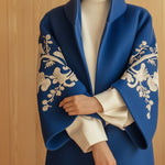 Chic Handmade Floral Embroidery Wool Coat