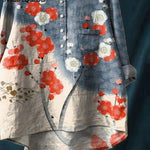 Women's Japanese Art Art Print Casual Cotton And Linen Shirt