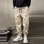 Men's Solid Plush Loose Elastic Waist Casual Sports Pants