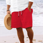 Men's Cotton Blend Striped Beach Drawstring Shorts