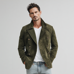 Men's Classic Casual Lapel Suede Double Breasted Jacket
