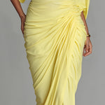 Women's Bright Yellow Drape Comfortable Blended Maxi Dress