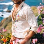 Men's Casual Vintage Embroidered Long Sleeve Shirt