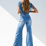 Trendy Retro Tassel Flared Jeans