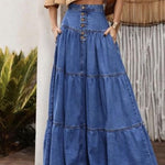 Women's High-waisted Loose Blue -fitting Denim Skirts